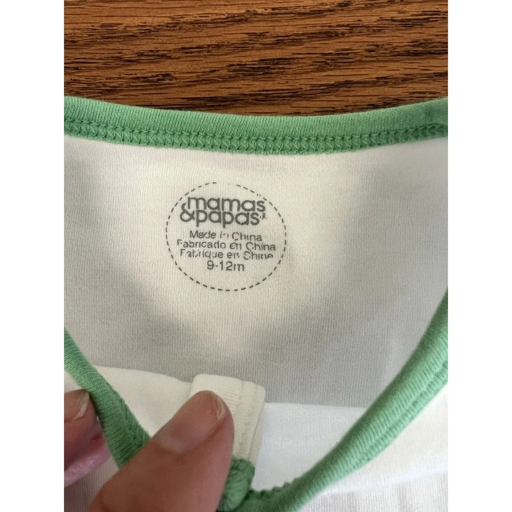 Mamas & Papas 9-12m Button Up Green White Crocodile‎